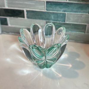 Orrefors green Mayflower bowl signed by Jan Johansson